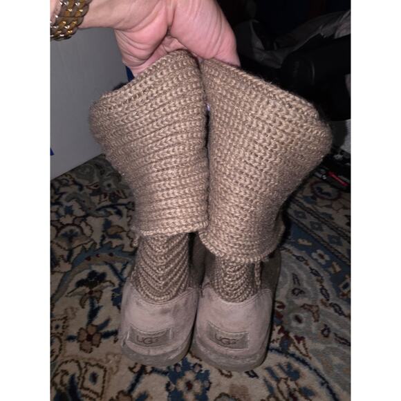 UGG brown knit fold over mid calf boots sz 9 - Picture 5 of 6